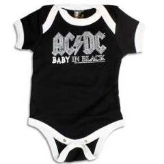 ACDC Onesie Baby Clothes with Baby in Black logo