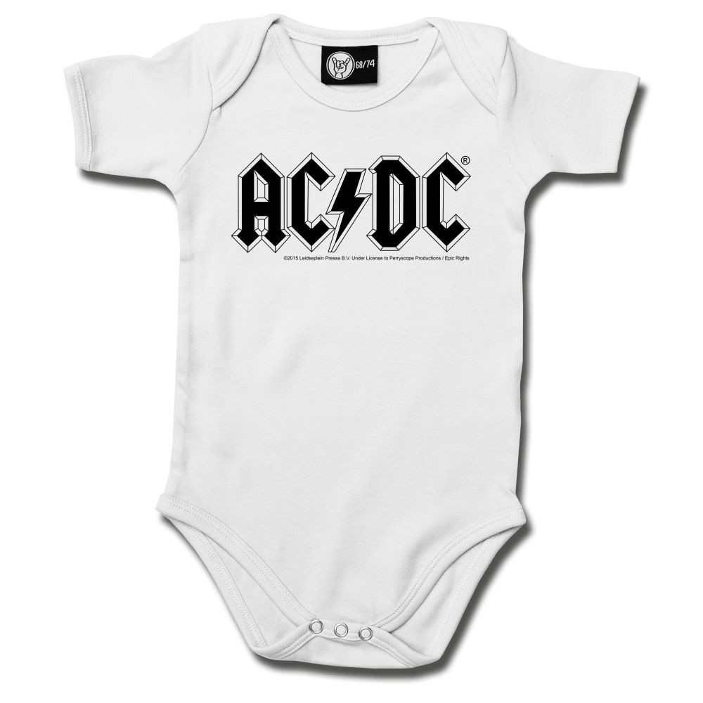 ACDC Onesie White– AC-DC onesies Metal Kids