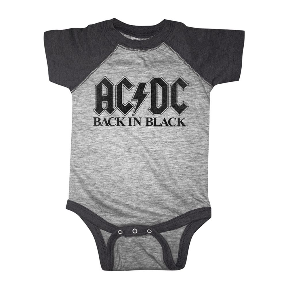 ACDC Classic Rock Band Back In Black Toddler Boy Girl Infant Baby Snap One Piece 