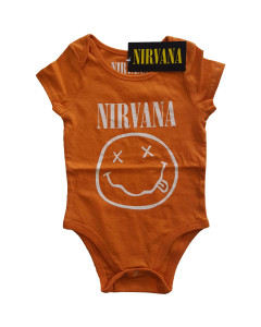 Nirvana Kids Baby Grow: (White Happy Face) Orange